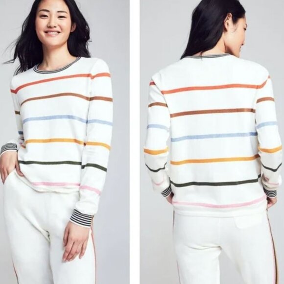 Faherty | Cotton & Cashmere Ivory Surf Stripe Sweater | Size Small - Picture 1 of 10